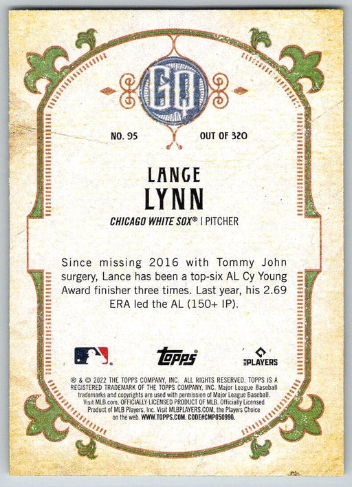 Lance Lynn 2022 Topps Gypsy Queen # 95 Chicago White Sox - Collectible Craze America