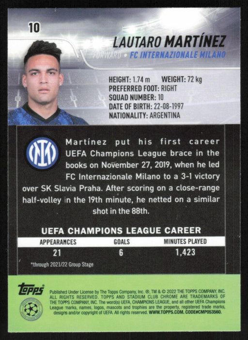 Lautaro Martínez 2021 Topps Stadium Club Chrome UEFA Champions League # 10 FC Internazionale Milano Base - Collectible Craze America