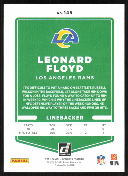 Leonard Floyd 2021 Donruss Football # 145 Los Angeles Rams Base - Collectible Craze America