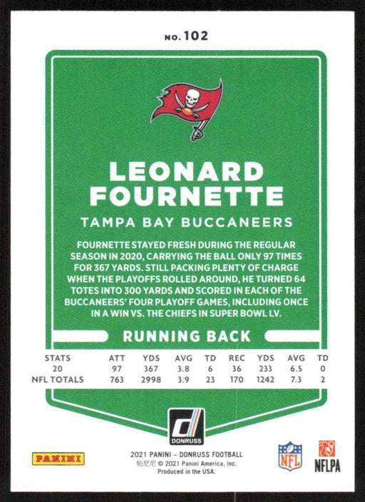 Leonard Fournette 2021 Donruss Football # 102 Tampa Bay Buccaneers Base - Collectible Craze America