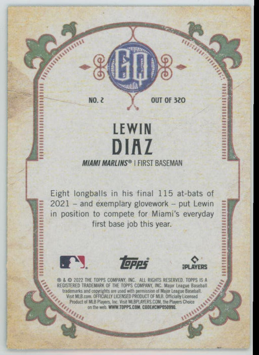 Lewin Diaz 2022 Topps Gypsy Queen # 2 Green Border Miami Marlins - Collectible Craze America