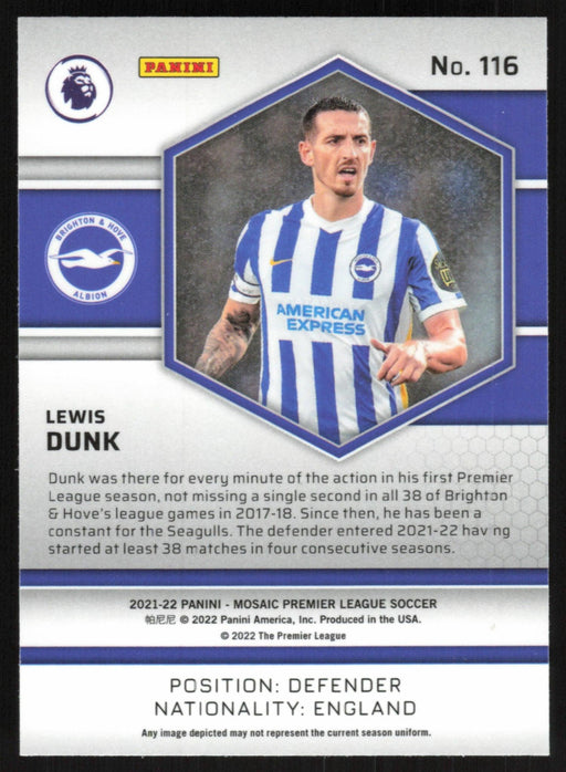 Lewis Dunk 2021 Panini Mosaic Premier League # 116 Brighton & Hove Albion Base - Collectible Craze America