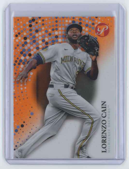 Lorenzo Cain 2022 Topps Pristine # 74 Orange Refractor 24/25 Milwaukee Brewers - Collectible Craze America