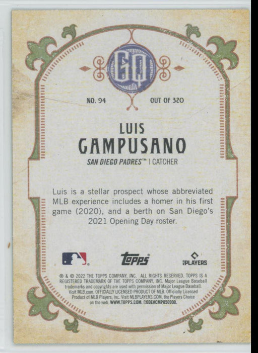 Luis Campusano 2022 Topps Gypsy Queen # 94 Green Border San Diego Padres - Collectible Craze America