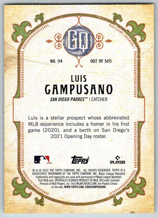 Luis Campusano 2022 Topps Gypsy Queen # 94 San Diego Padres - Collectible Craze America