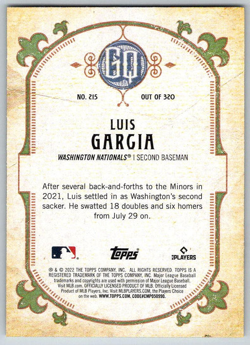 Luis Garcia 2022 Topps Gypsy Queen # 215 Washington Nationals - Collectible Craze America