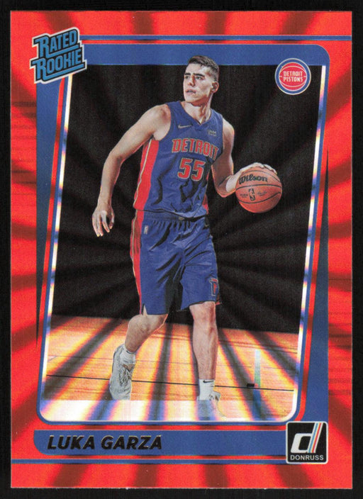 Luka Garza 2021 Donruss Rated Rookie # 214 RC Orange Holo Laser Detroit Pistons - Collectible Craze America