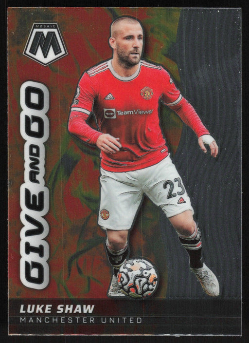 Luke Shaw 2021 Panini Mosaic Premier League # 15 Give and Go Manchester United - Collectible Craze America