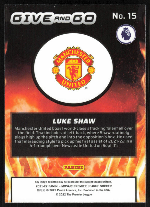 Luke Shaw 2021 Panini Mosaic Premier League # 15 Give and Go Manchester United - Collectible Craze America