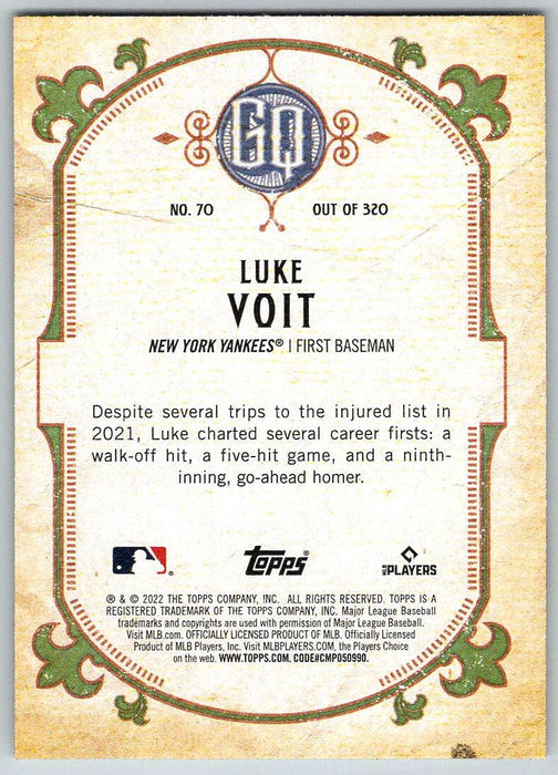 Luke Voit 2022 Topps Gypsy Queen # 70 New York Yankees - Collectible Craze America