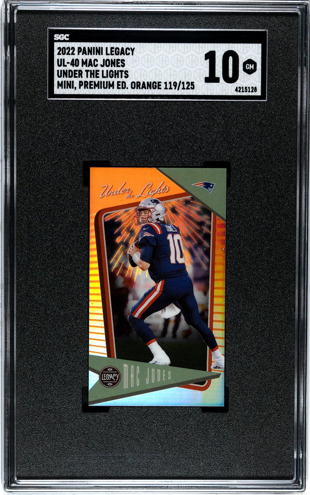 Mac Jones 2022 Panini Legacy Under the Lights # UL-40 Orange Mini SGC -  Collectible Craze America