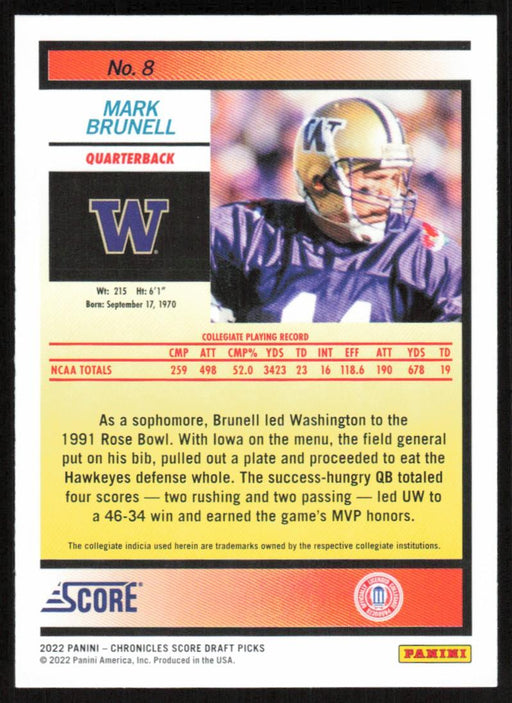 Mark Brunell 2022 Panini Chronicles Draft Picks # 8 Score Washington Huskies - Collectible Craze America