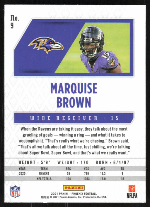 Marquise Brown 2021 Panini Phoenix # 9 Baltimore Ravens Base - Collectible Craze America