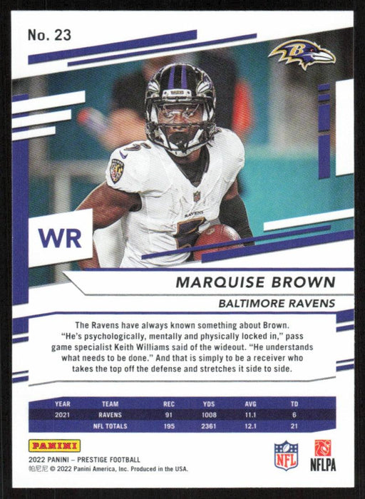 Marquise Brown 2022 Panini Prestige # 23 Baltimore Ravens - Collectible Craze America