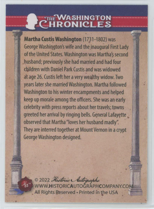 Martha Custis Washington 2022 The Washington Chronicles # 43 - Collectible Craze America