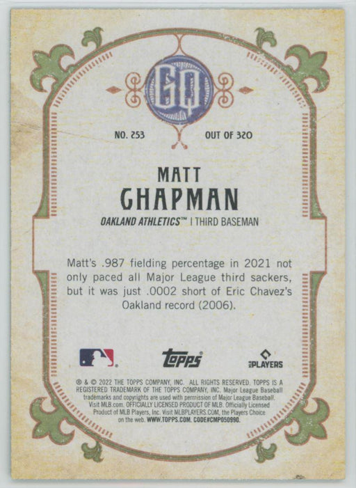 Matt Chapman 2022 Topps Gypsy Queen # 253 Green Border Oakland Athletics - Collectible Craze America