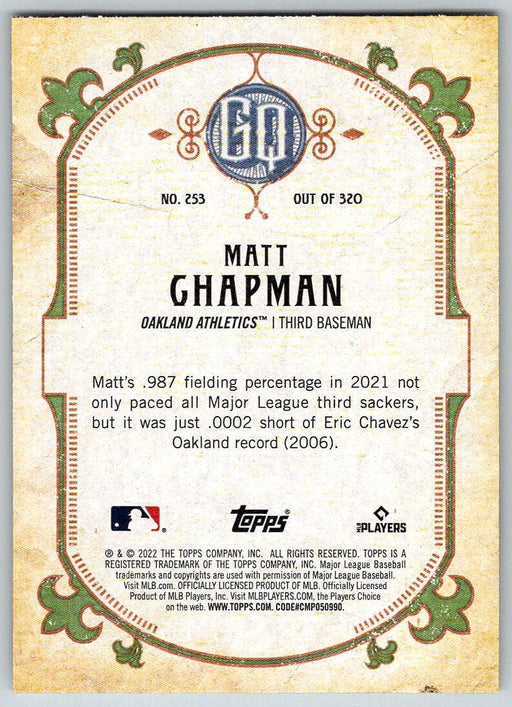 Matt Chapman 2022 Topps Gypsy Queen # 253 Oakland Athletics - Collectible Craze America