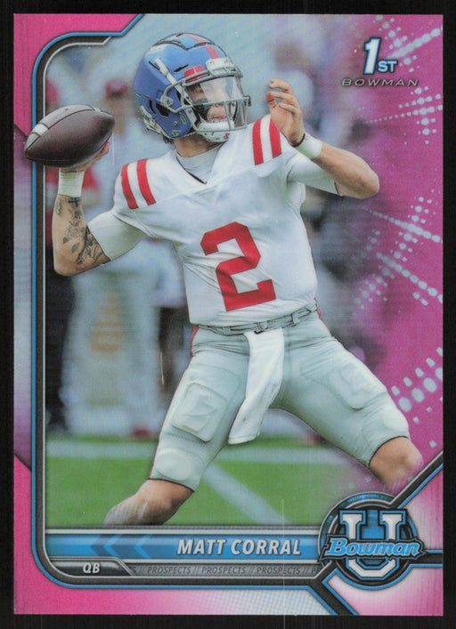 Matt Corral 2021 Bowman University Football # 5 1st Pink Prizm Ole Miss Rebels - Collectible Craze America