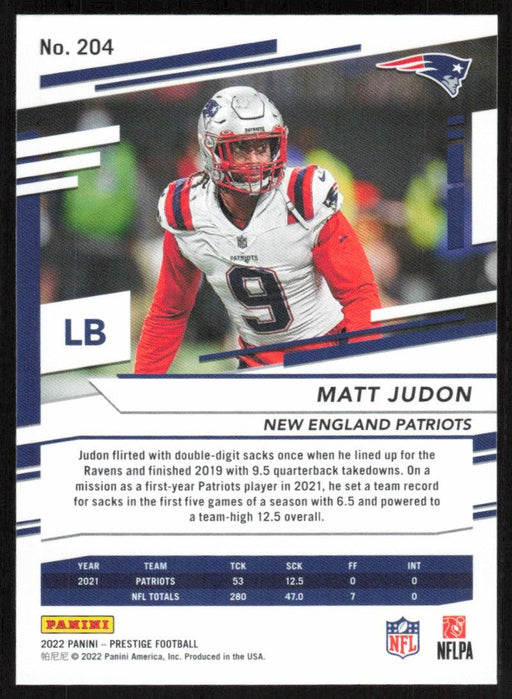 Matt Judon 2022 Panini Prestige # 204 New England Patriots - Collectible Craze America