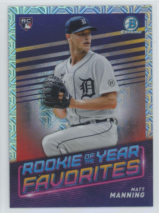 Matt Manning 2022 Bowman Rookie of the Year Favorites # ROYF-8 Mojo Refrctor Detroit Tigers - Collectible Craze America