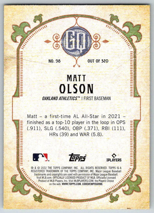 Matt Olson 2022 Topps Gypsy Queen # 98 Oakland Athletics - Collectible Craze America