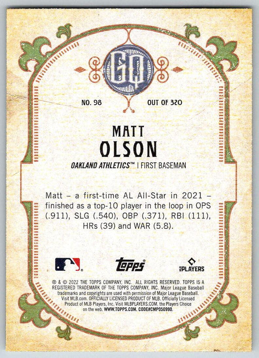 Matt Olson 2022 Topps Gypsy Queen # 98 Oakland Athletics - Collectible Craze America