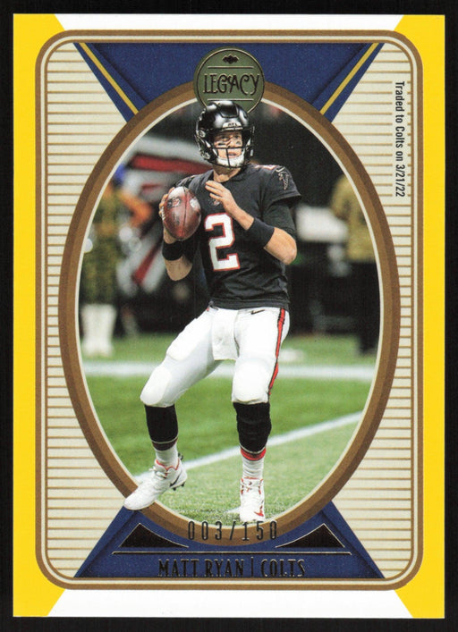 Matt Ryan 2022 Panini Legacy # 4 Yellow 3/150 Indianapolis Colts - Collectible Craze America