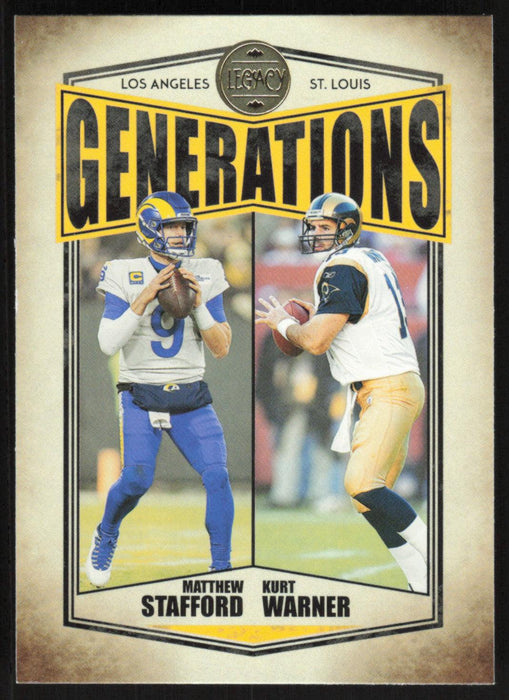 Matthew Stafford/Kurt Warner 2022 Panini Legacy Generations # G-6 Los Angeles Rams - Collectible Craze America