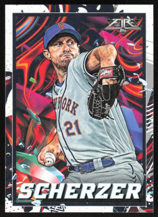 Max Scherzer 2022 Topps Fire Baseball # 7 New York Mets Base - Collectible Craze America