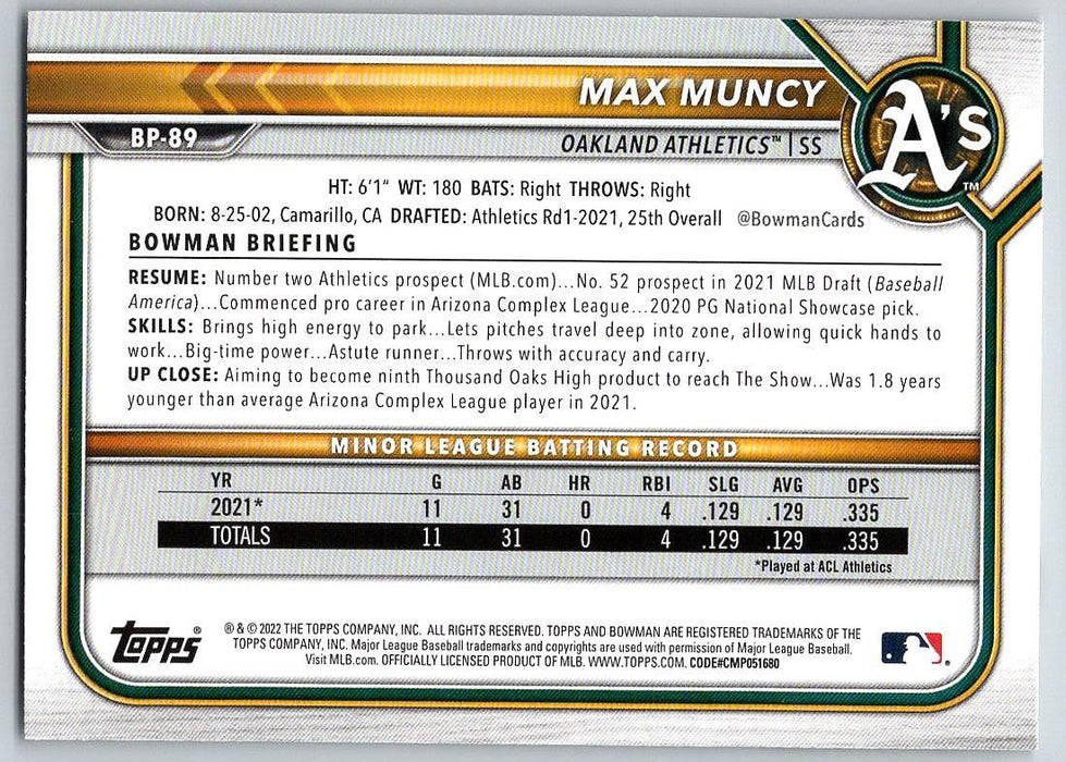 Maximo Acosta 2022 Bowman Prospects # BP-113 Texas Rangers - Collectible Craze America