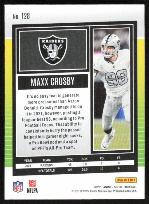 Maxx Crosby 2022 Panini Score Football # 128 Base Las Vegas Raiders - Collectible Craze America