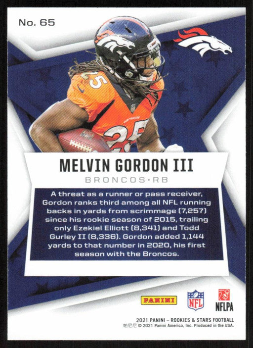 Melvin Gordon III 2021 Panini Rookies & Stars # 65 Denver Broncos Base - Collectible Craze America