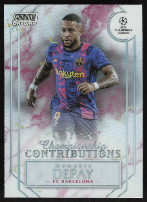 Memphis Depay 2021 Topps Stadium Club Chrome UEFA # CC-MD Championship Contributions FC Barcelona - Collectible Craze America