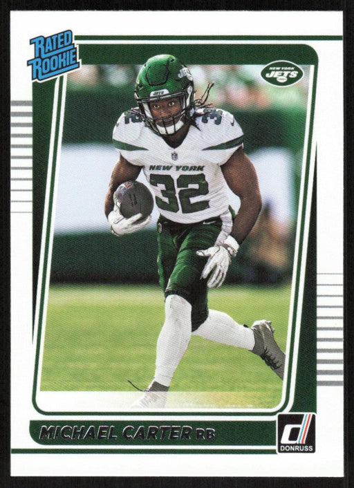 Michael Carter 2021 Donruss Football # 268 RC New York Jets Rated Rookie Base - Collectible Craze America