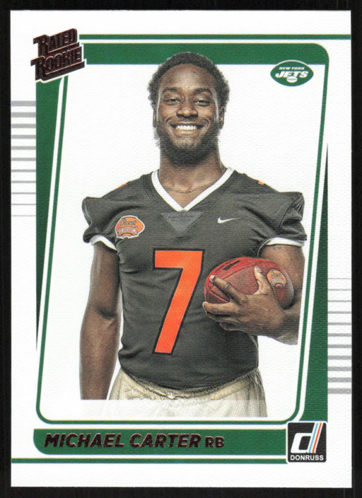 Michael Carter 2021 Donruss Rated Rookie # 268 RC Portrait New York Jets - Collectible Craze America