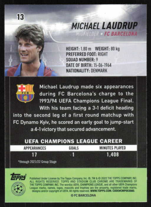 Michael Laudrup 2021 Topps Stadium Club Chrome UEFA Champions League # 13 FC Barcelona Base - Collectible Craze America