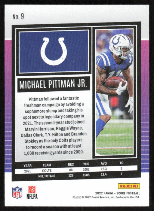 Michael Pittman Jr. 2022 Panini Score Football # 9 Base Indianapolis Colts - Collectible Craze America