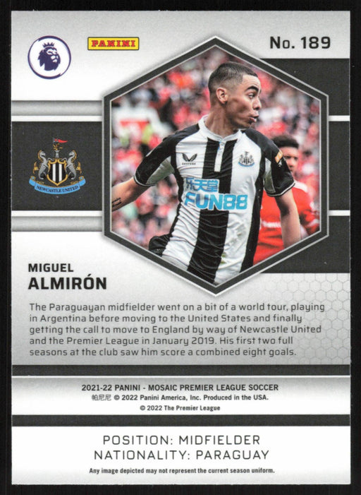 Miguel Almiron 2021 Panini Mosaic Premier League # 189 Newcastle United Base - Collectible Craze America