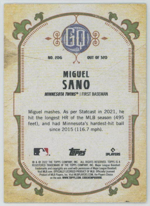 Miguel Sano 2022 Topps Gypsy Queen # 206 Green Border Minnesota Twins - Collectible Craze America