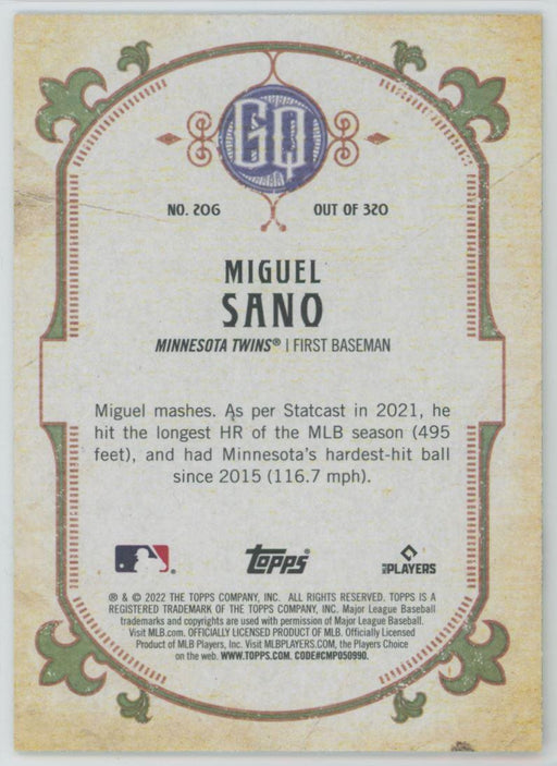 Miguel Sano 2022 Topps Gypsy Queen # 206 Minnesota Twins - Collectible Craze America