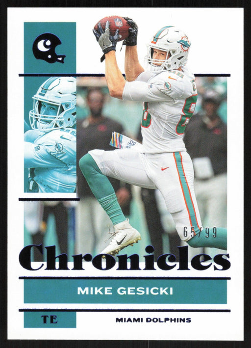 Mike Gesicki 2021 Panini Chronicles Football # 75 Blue 65/99 Miami Dolphins - Collectible Craze America