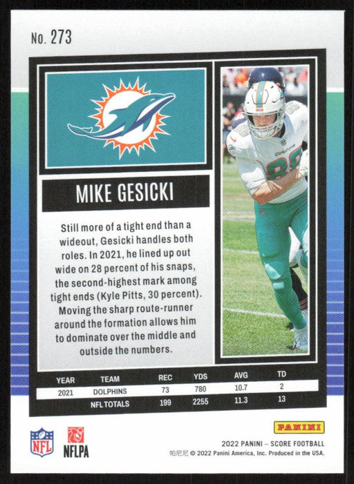 Mike Gesicki 2022 Panini Score Football # 273 Base Miami Dolphins - Collectible Craze America