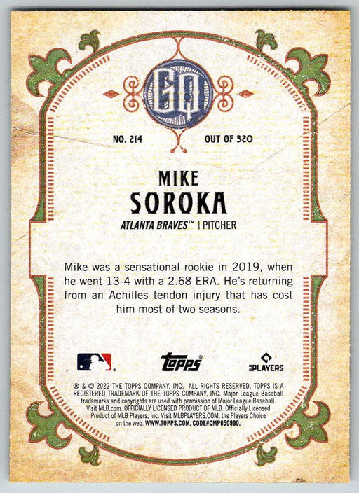 Mike Soroka 2022 Topps Gypsy Queen # 214 Atlanta Braves - Collectible Craze America