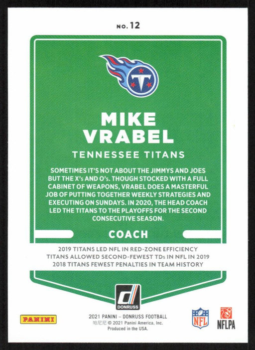 Mike Vrabel 2021 Donruss Football # 12 Tennessee Titans Base - Collectible Craze America