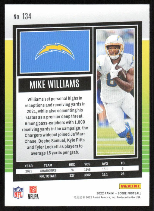 Mike Williams 2022 Panini Score Football # 134 Base Los Angeles Chargers - Collectible Craze America