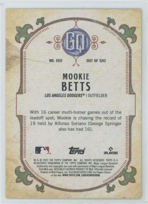 Mookie Betts 2022 Topps Gypsy Queen # 269 Green Border Los Angeles Dodgers - Collectible Craze America