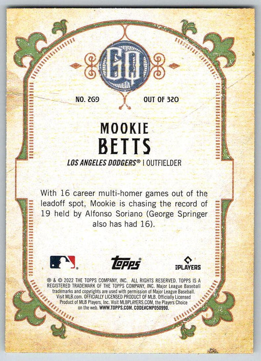 Mookie Betts 2022 Topps Gypsy Queen # 269 Los Angeles Dodgers - Collectible Craze America