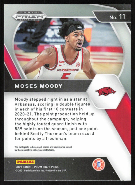 Moses Moody 2021 Panini Prizm Draft Picks # 11 RC Arkansas Razorbacks - Collectible Craze America