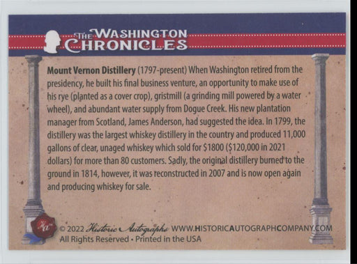 Mount Vernon Distillery 2022 The Washington Chronicles # 181 - Collectible Craze America