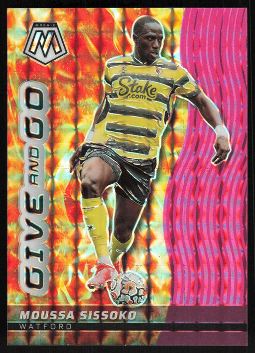 Moussa Sissoko 2021 Panini Mosaic Premier League # 5 Give and Go Pink 8/10 Watford - Collectible Craze America